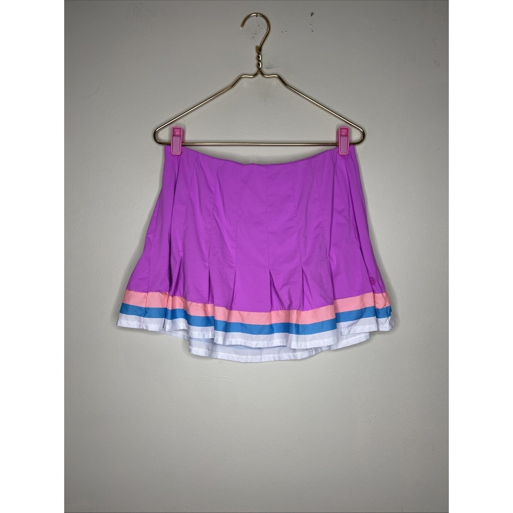 Lilly Pulitzer Luxletic Loren UPF 50+ Pink‎ Stripe Athletic Skirt Skort Large L